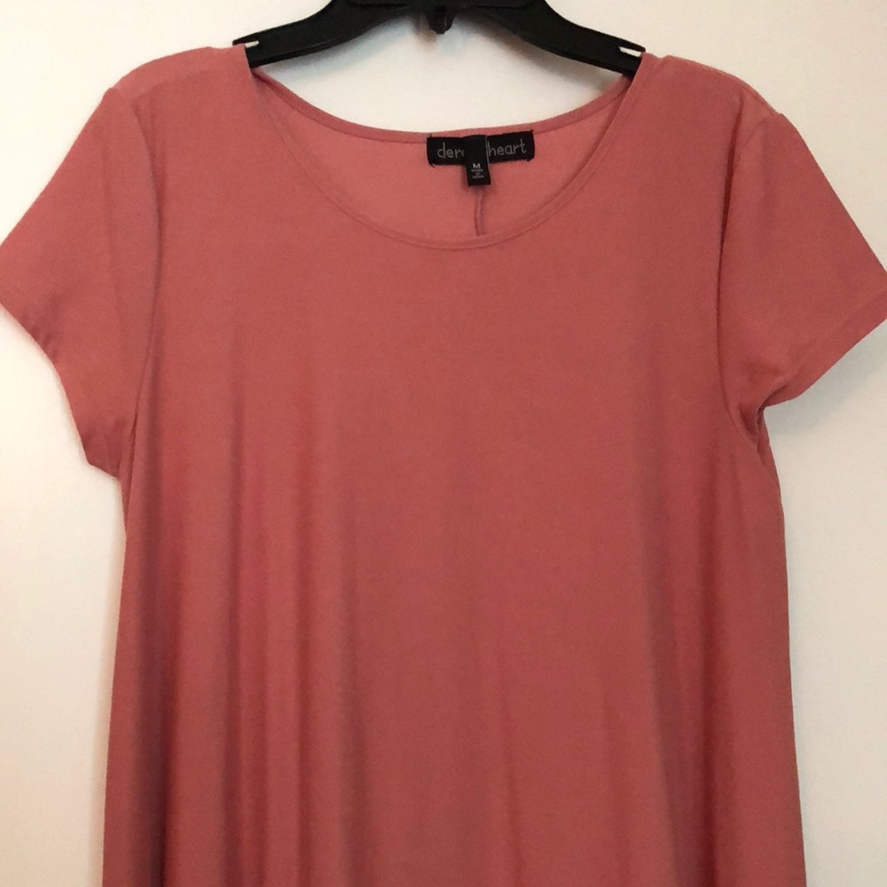 pink t-shirt dress, size medium, by derek heart